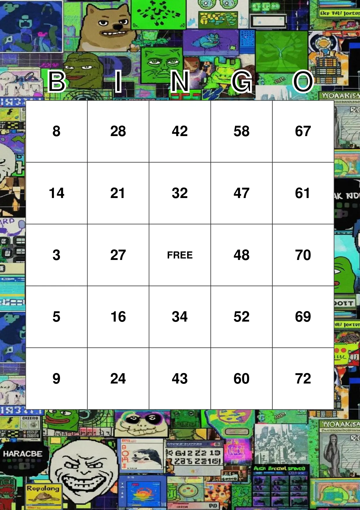 Dank Memes Bingo: Legends of the Internet