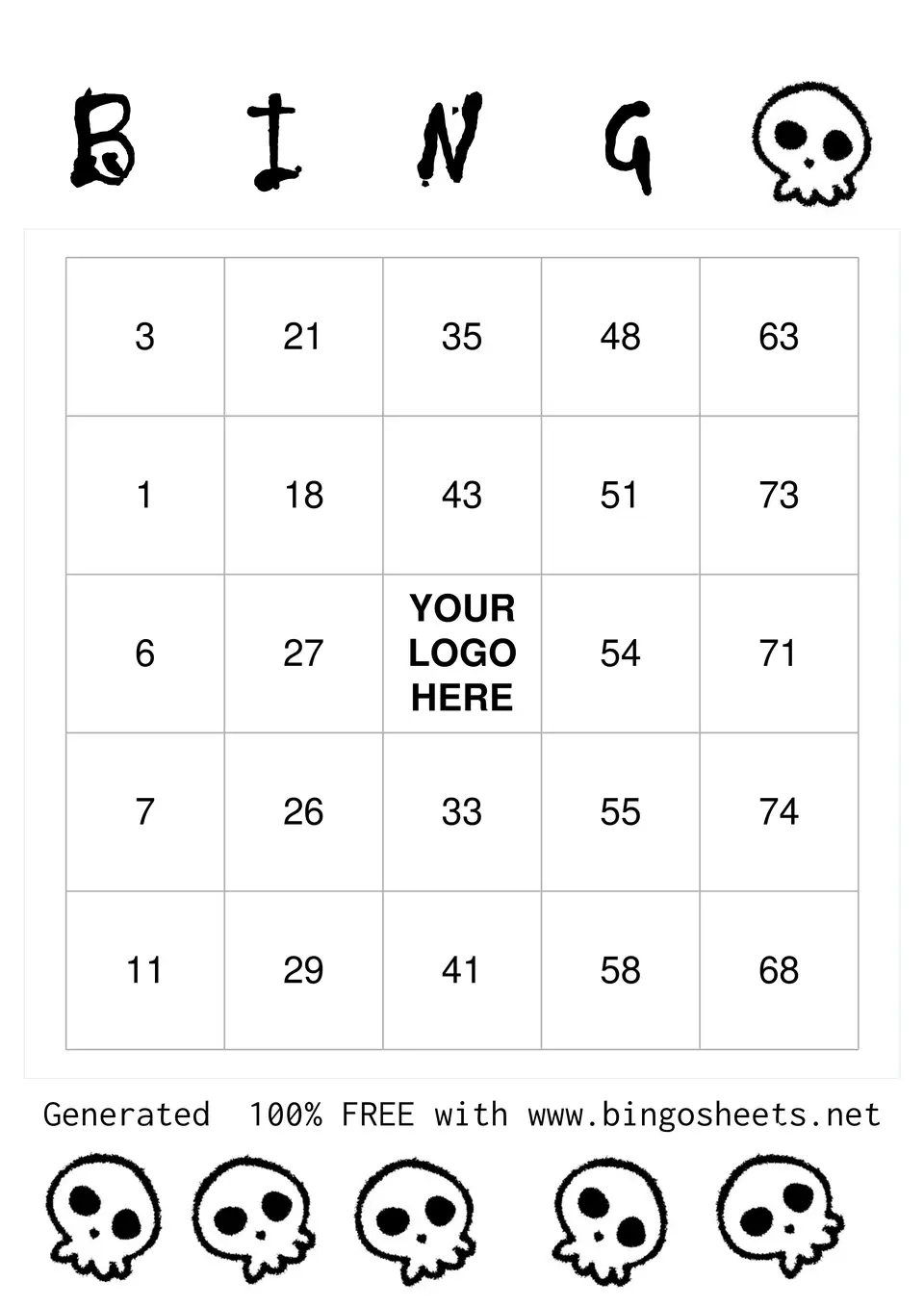 A spooky bingo card template perfect for a Halloween party.