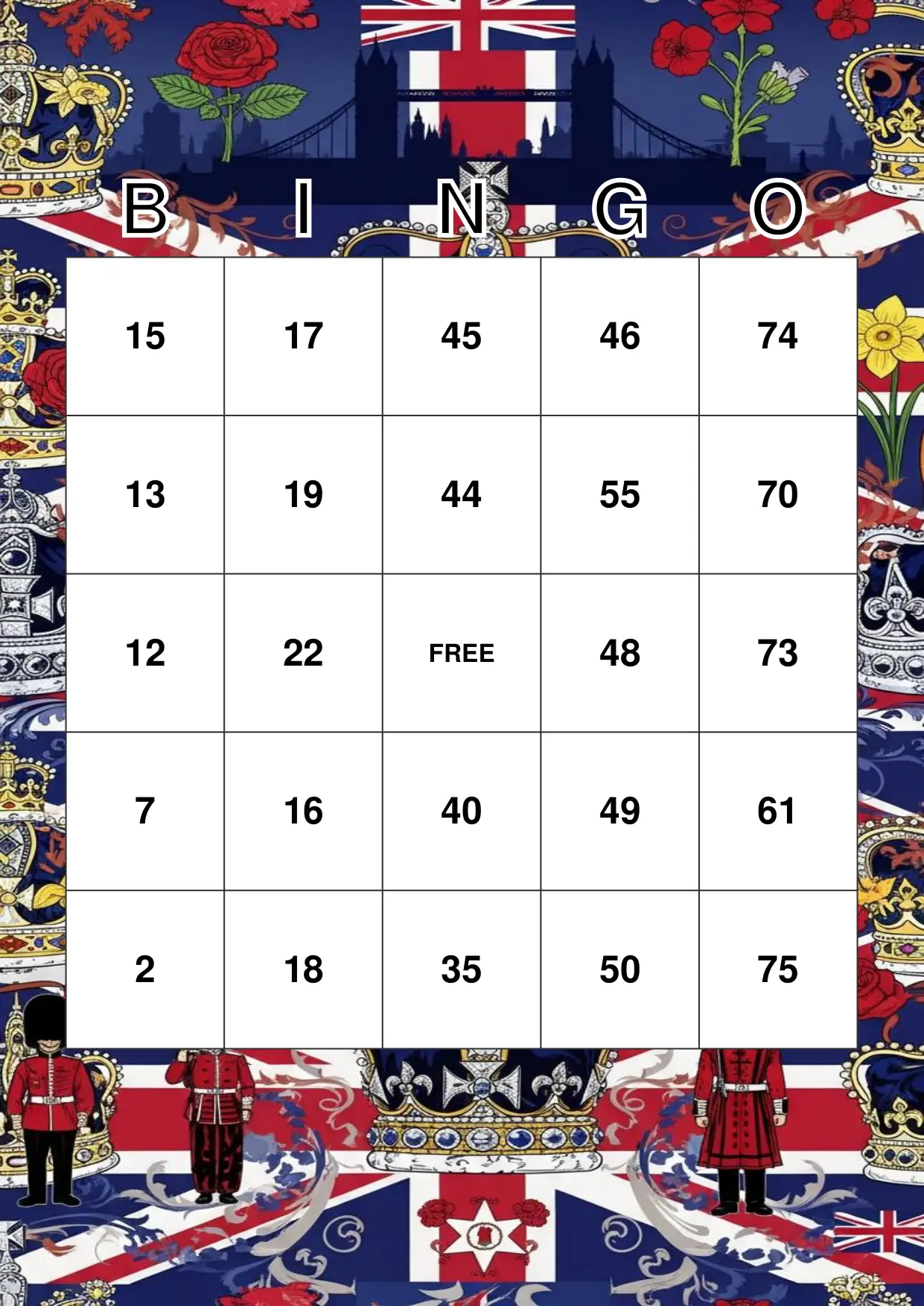British Royal Bingo: A Tea Party Game